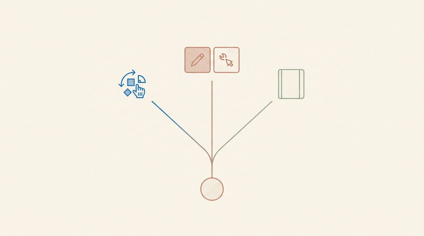 A decision fork from one starting node branching into three outcomes: a portability path to dbt, a zero-setup or streaming path to native tools, and a notebook-first path to Databricks